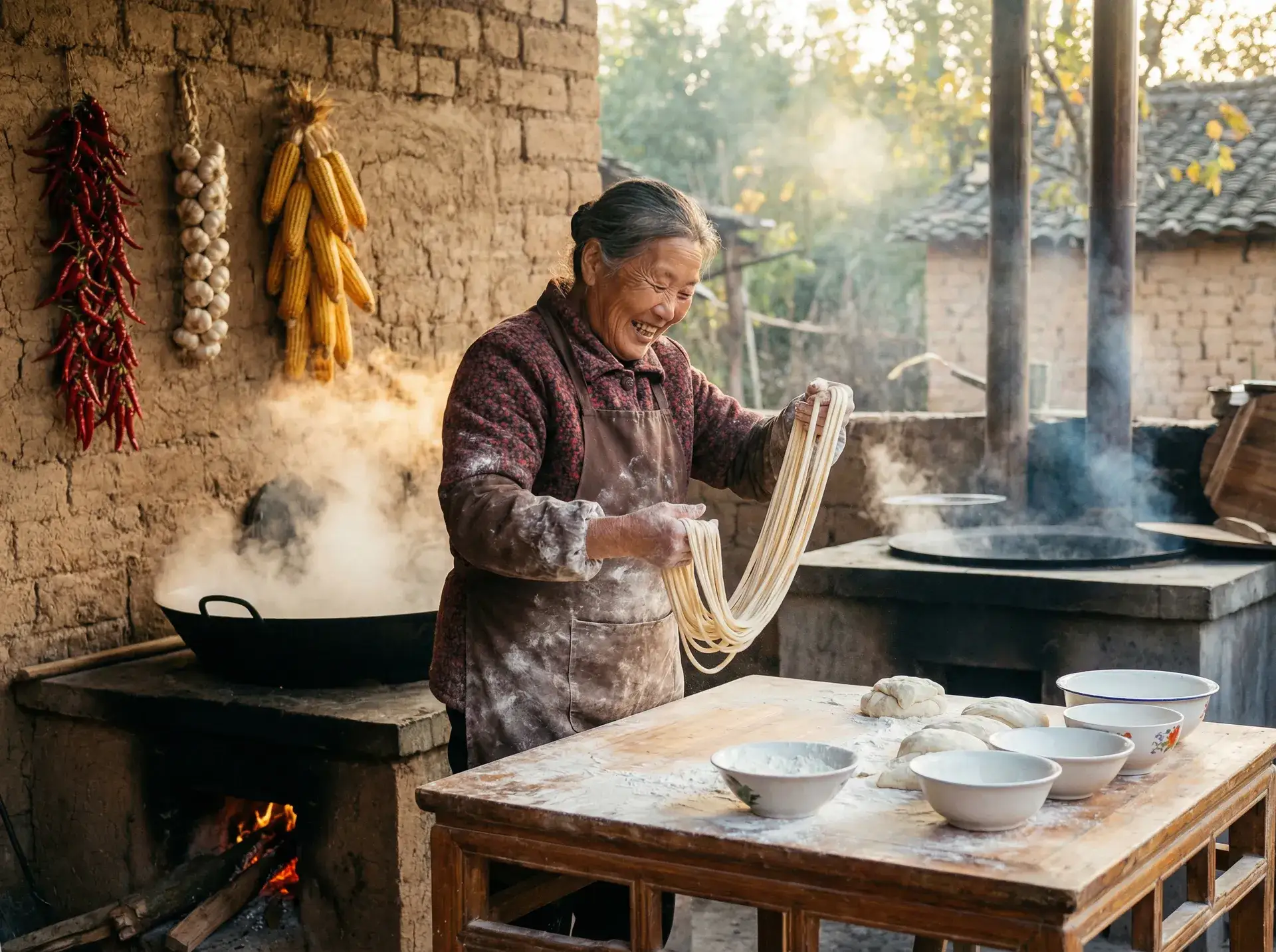 农家大嫂手擀面 - 小  伸进   9丫 乡村美食